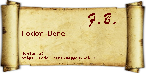 Fodor Bere névjegykártya